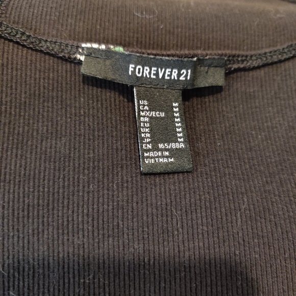 Forever 21 Blk Floral Ribbed Bodycon Dress Size M - Picture 9 of 12